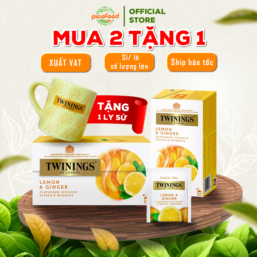 Trà túi lọc Twinings of London Lemon & Ginger hộp 25 gói | trà Twinings túi tọc hương chanh gừng - P