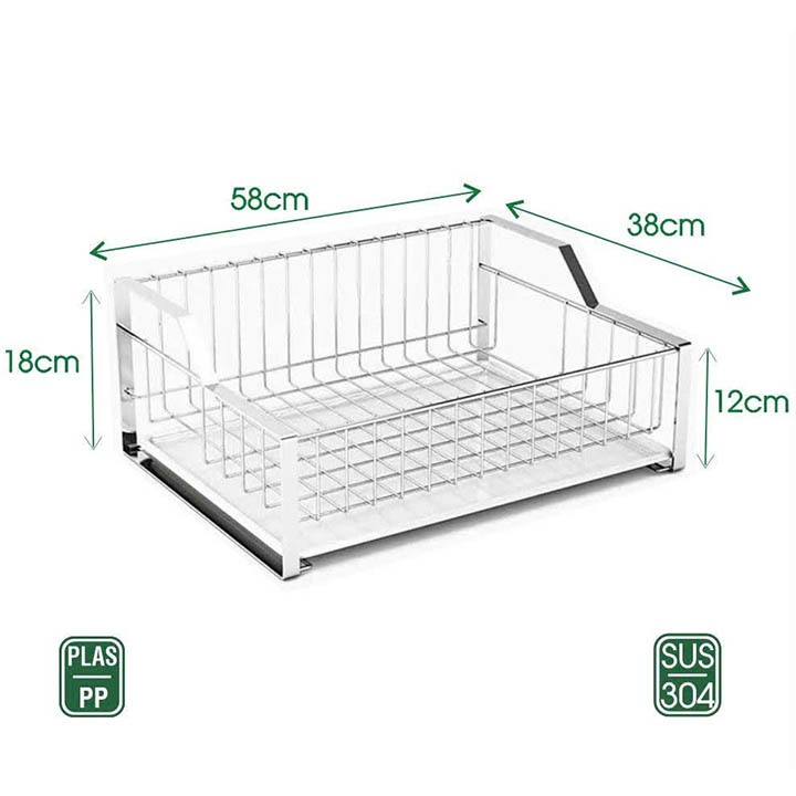 [Mẫu mới] Khay Rổ úp Ly – Chén - Dĩa Inox 304 loại lớn Goda 60x40x16cm