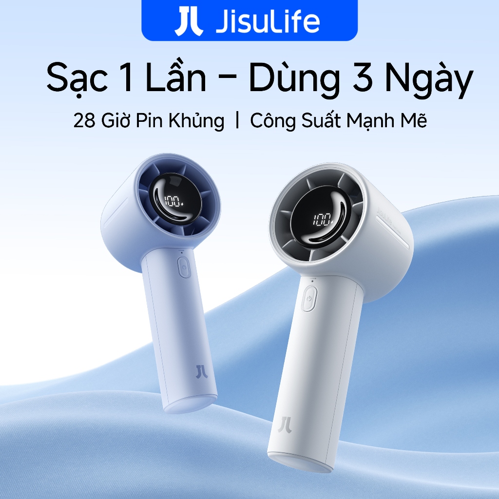 Quạt cầm tay JisuLife 10/10s Mini Dùng 28H Siêu Nhẹ Siêu Nhẹ Gió Mạnh, Cho Học Sinh, Thể Thao, Du Lịch