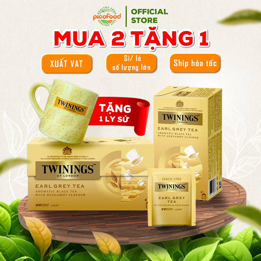 Trà túi lọc Twinings of London Earl Grey Tea hộp 25 Gói | trà đen bá tước - Pico Food