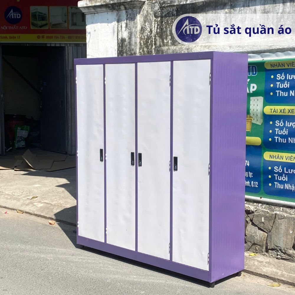 TỦ SẮT ĐỰNG QUẦN ÁO SƠN DẦU 1M8X1M6 -TỦ SẮT SƠN DẦU 4 CÁNH