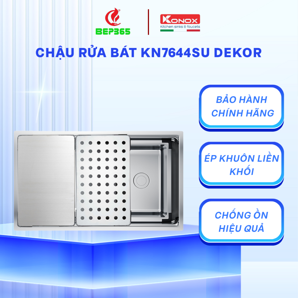 Chậu Rửa Bát Konox Dekor KN7644SU – Undermount Sink Dày Dặn, Kèm Bộ Xả Chính Hãng