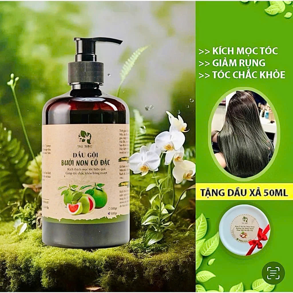 Dầu Gội Bưởi Non mọc tóc, giảm bết dầu, tóc bồng bềnh [Tặng xả tóc 50gr]