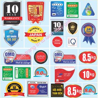 1 COMBO = 10 TEM. Keo sẳn lột dán, Tem dán trang trí máy giặt, Tem trang trí tủ lạnh