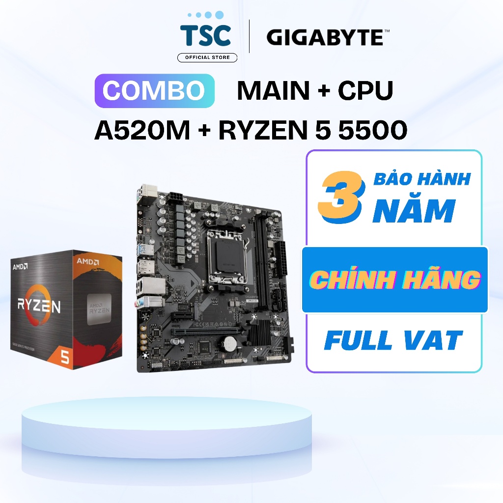 [Combo] Main Gigabyte A520M K V2 DDR4  - Chính hãng Bh 3 Năm