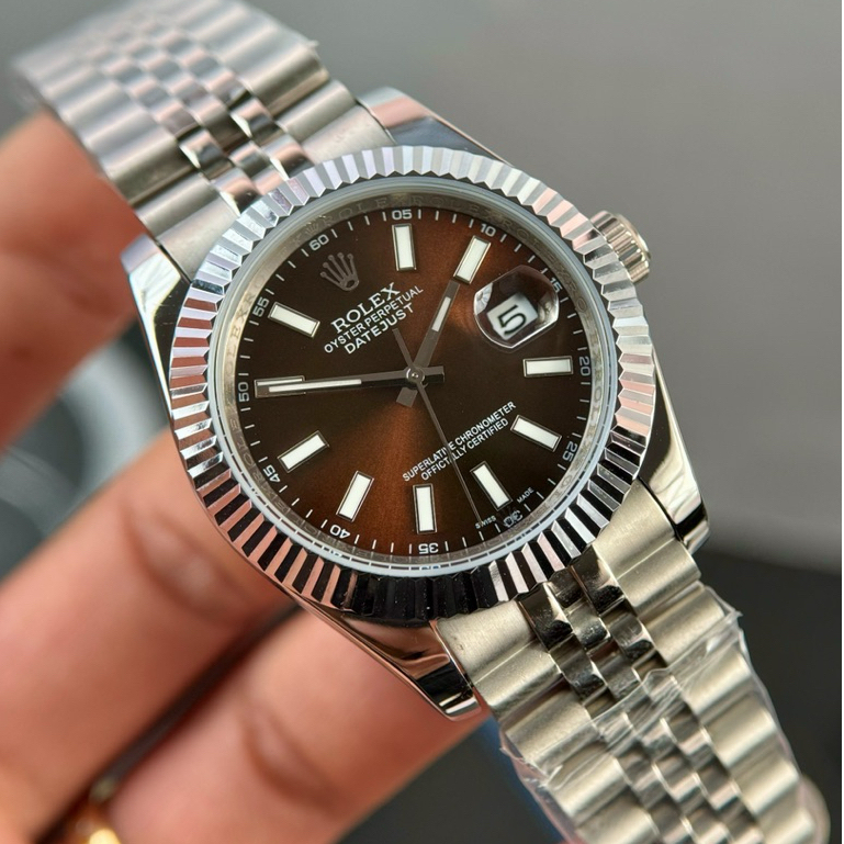 Rolex Datejust Rolex datejust nâu vỏ trắng size 41mm Núm zen khắc triện 4 góc, khoá hộp