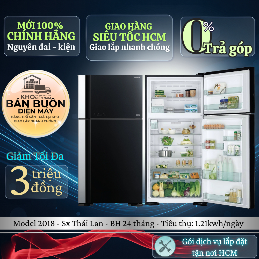 R-FG690PGV7X GBK - Tủ lạnh Hitachi Inverter 550 lít R-FG690PGV7X GBK - Hàng Chính Hãng