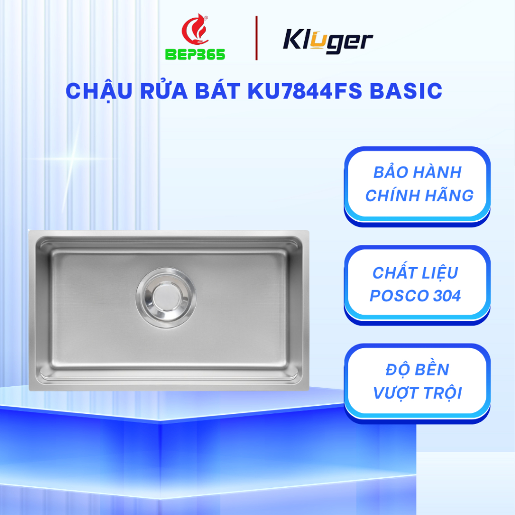 Chậu rửa chén Kluger KU7844FS Basic - Thiết kế hiện đại, phù hợp với không gian bếp