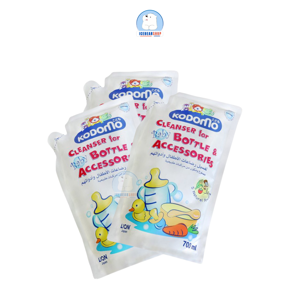 Combo 3 Túi Nước Rửa Bình Sữa KODOMO 700ml, Nước Rửa Bình Và Rau Quả Cho Bé, An Toàn