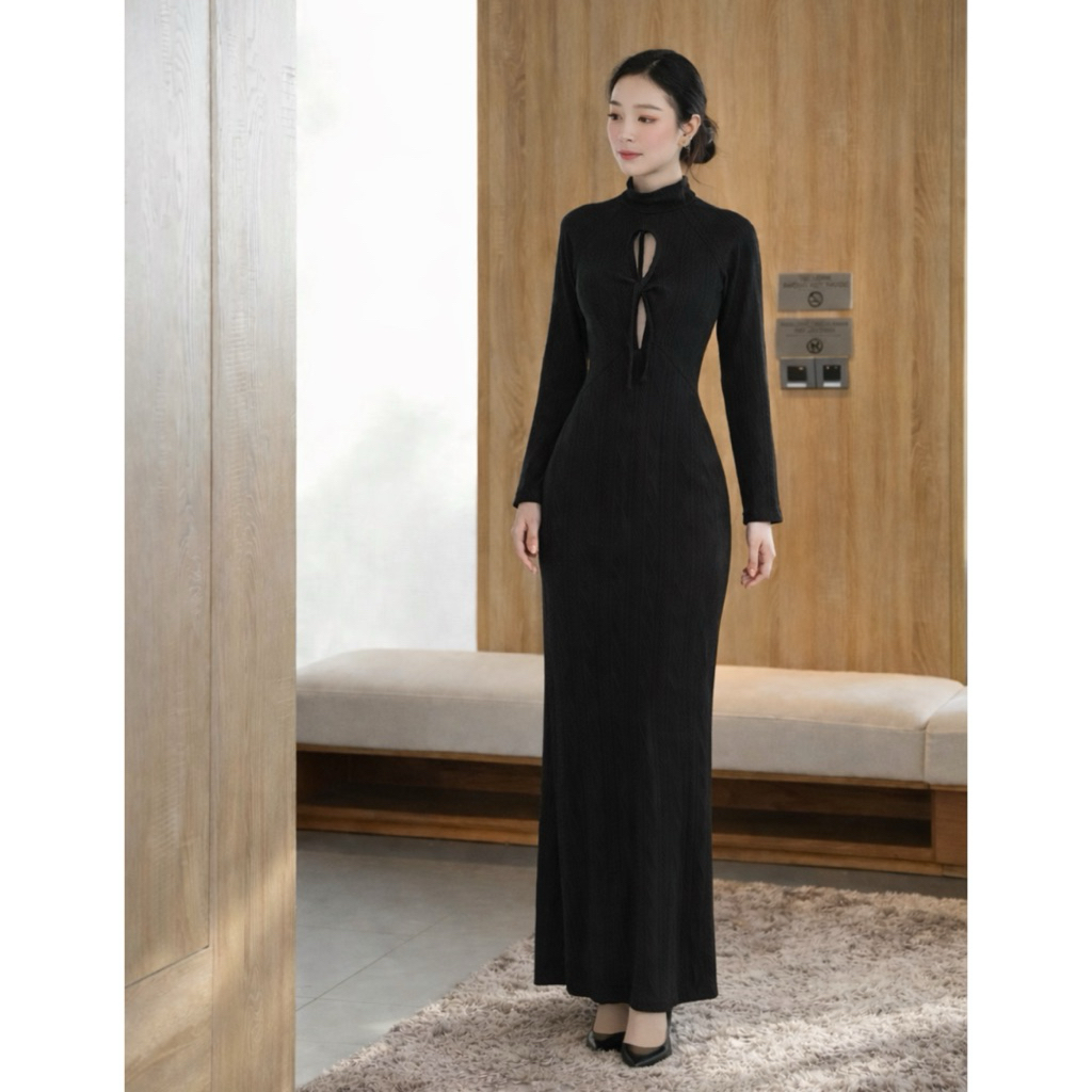 2hand Pass mới Thanh lý đầm đen body ôm sát độc lạ thanh lí đầm đi tiệc đen quyến rũ sexy đi date đi