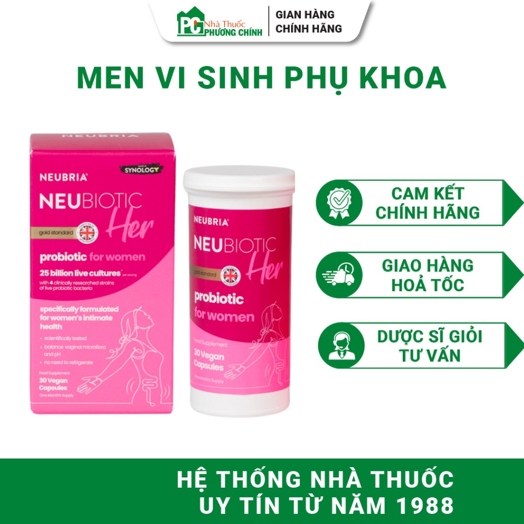 Men Vi Sinh Phụ Khoa Neubria NeuBiotic Her - Bổ Sung Lợi Khuẩn Hỗ Trợ Sức Khoẻ Nữ Giới 30 Viên/Hộp