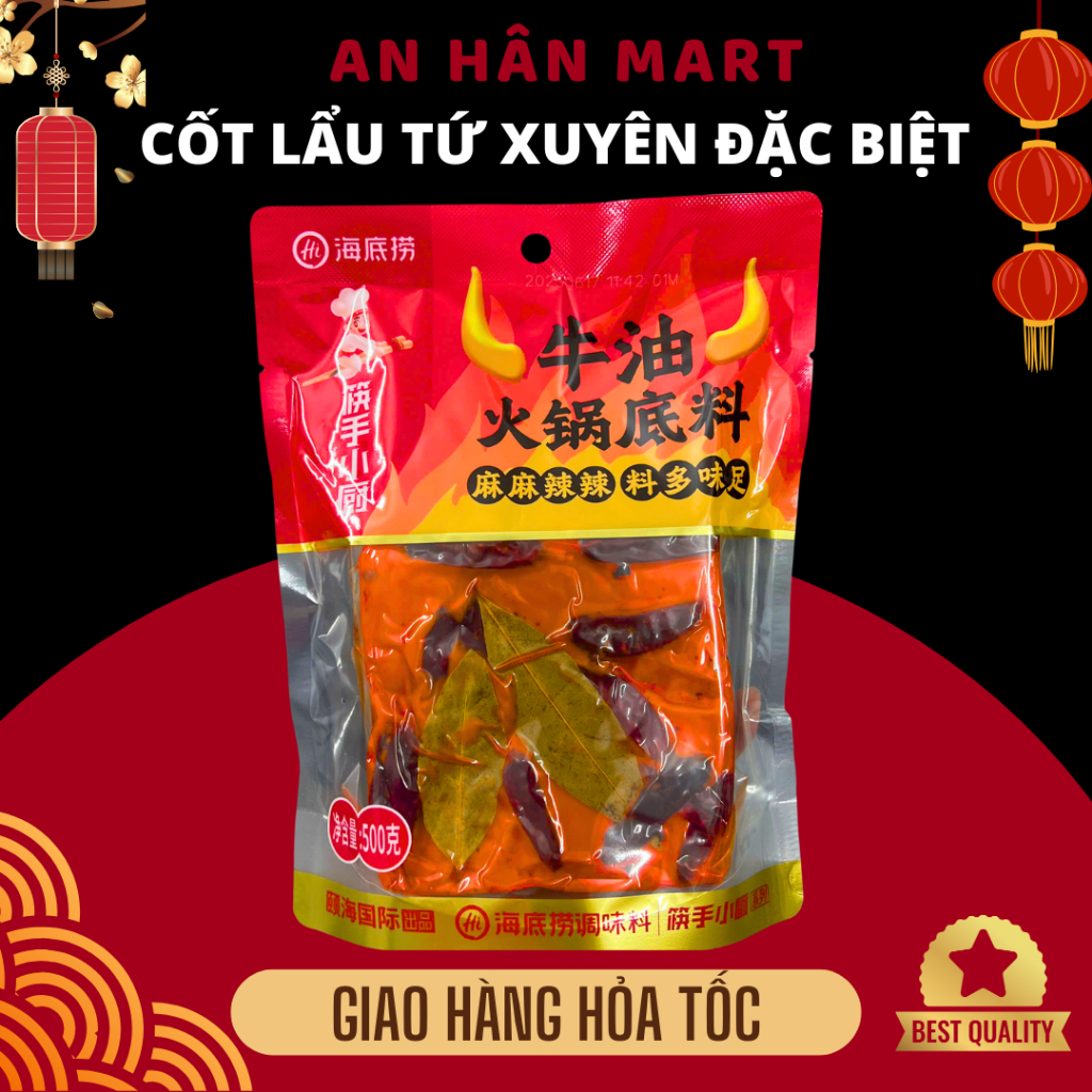 Cốt lẩu Tứ Xuyên thủ công tê cay đặc biệt Hadilao 500g