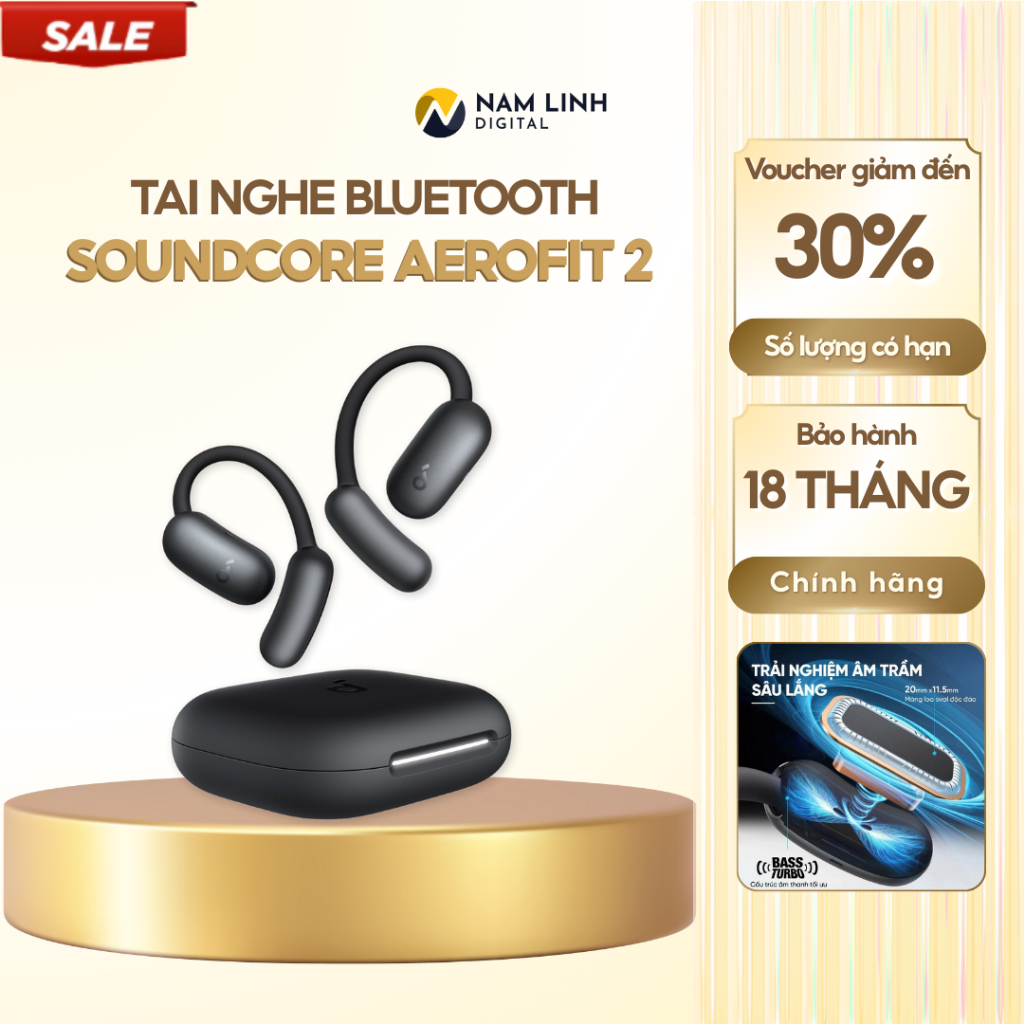 Tai nghe bluetooth Open-Ear soundcore AeroFit 2 | Trang bị móc tai xoay 4 cấp độ | BigBuy360 - bigbuy360.vn
