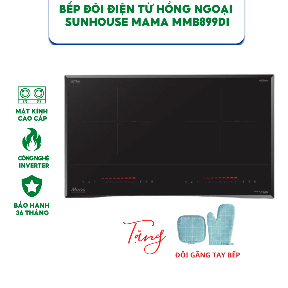 Bếp Đôi Điện Từ SUNHOUSE MAMA MMB899DI - Bảo Hành 36 Tháng, Công Nghệ INVERTER Tiết Kiệm Điện Năng