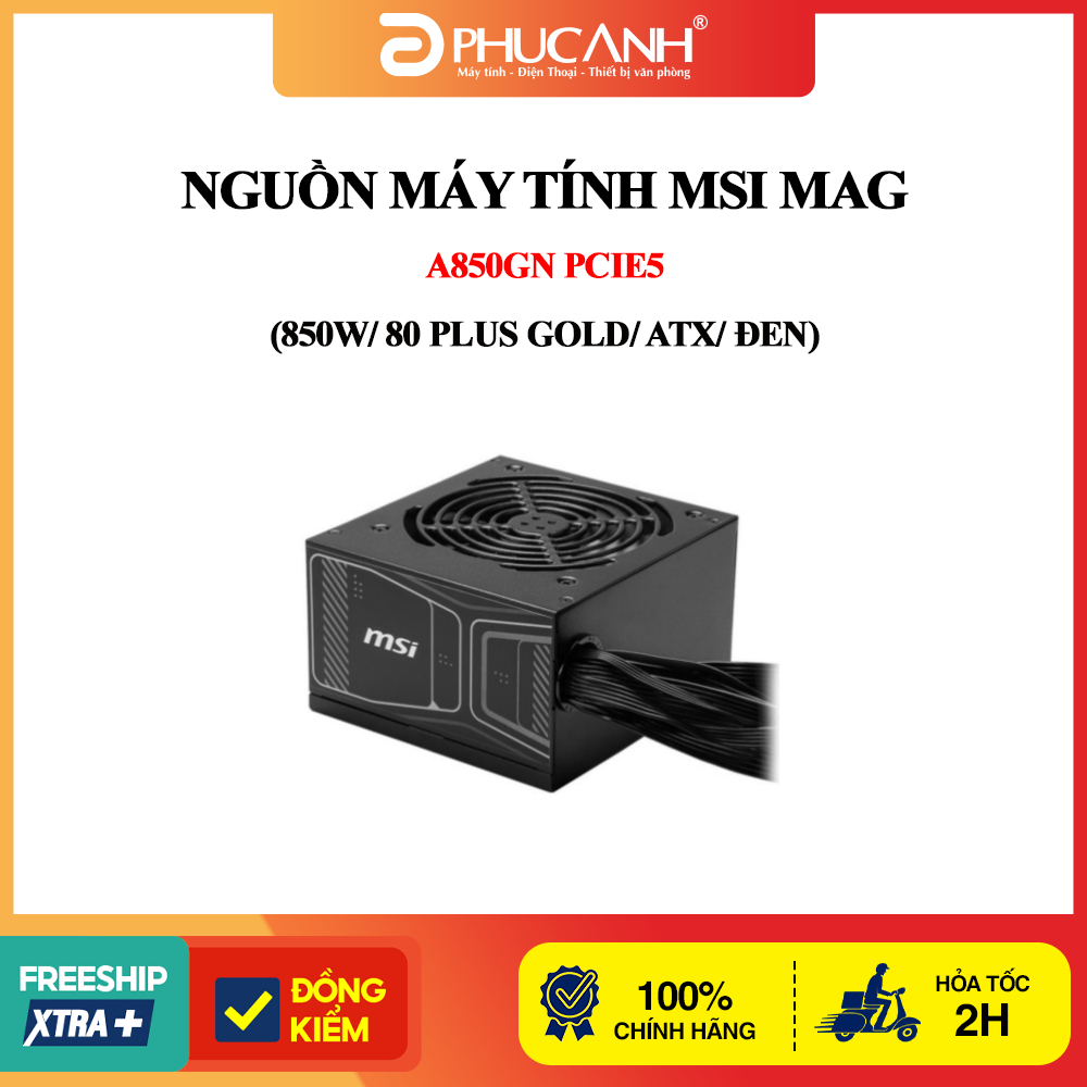 Nguồn máy tính MSI MAG A850GN PCIE5 (850W/ 80 Plus Gold/ ATX/ Đen)