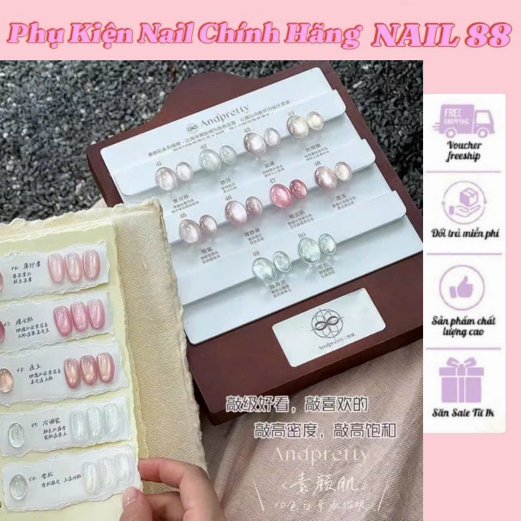 Sơn (gel) mắt mèo Andpretty set 10 chai tặng kèm bảng màu/ kim cương đỏ tuyết-thương hiệu ADHERE-12m