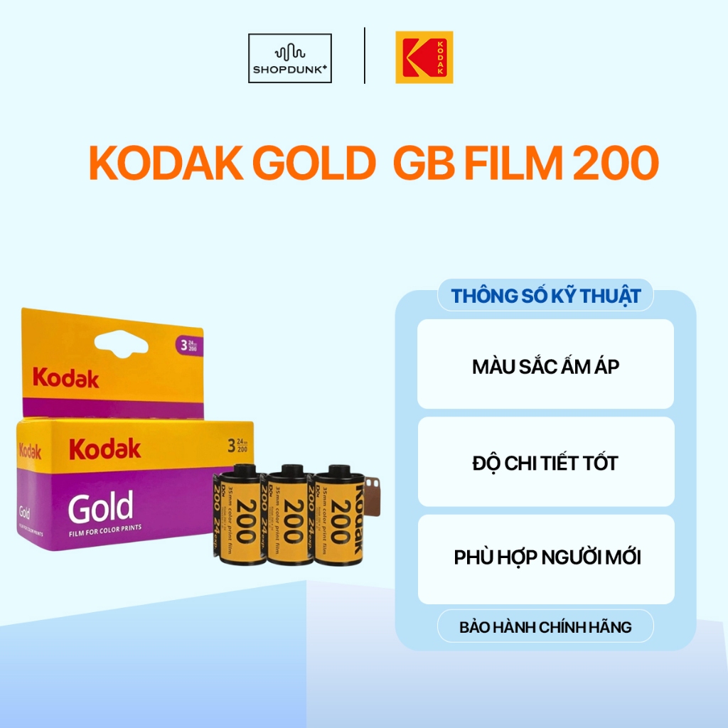 Kodak Gold GB Film 200 135 24 Exp - Pack 3 Pcs | ISO 200 Chính Hãng