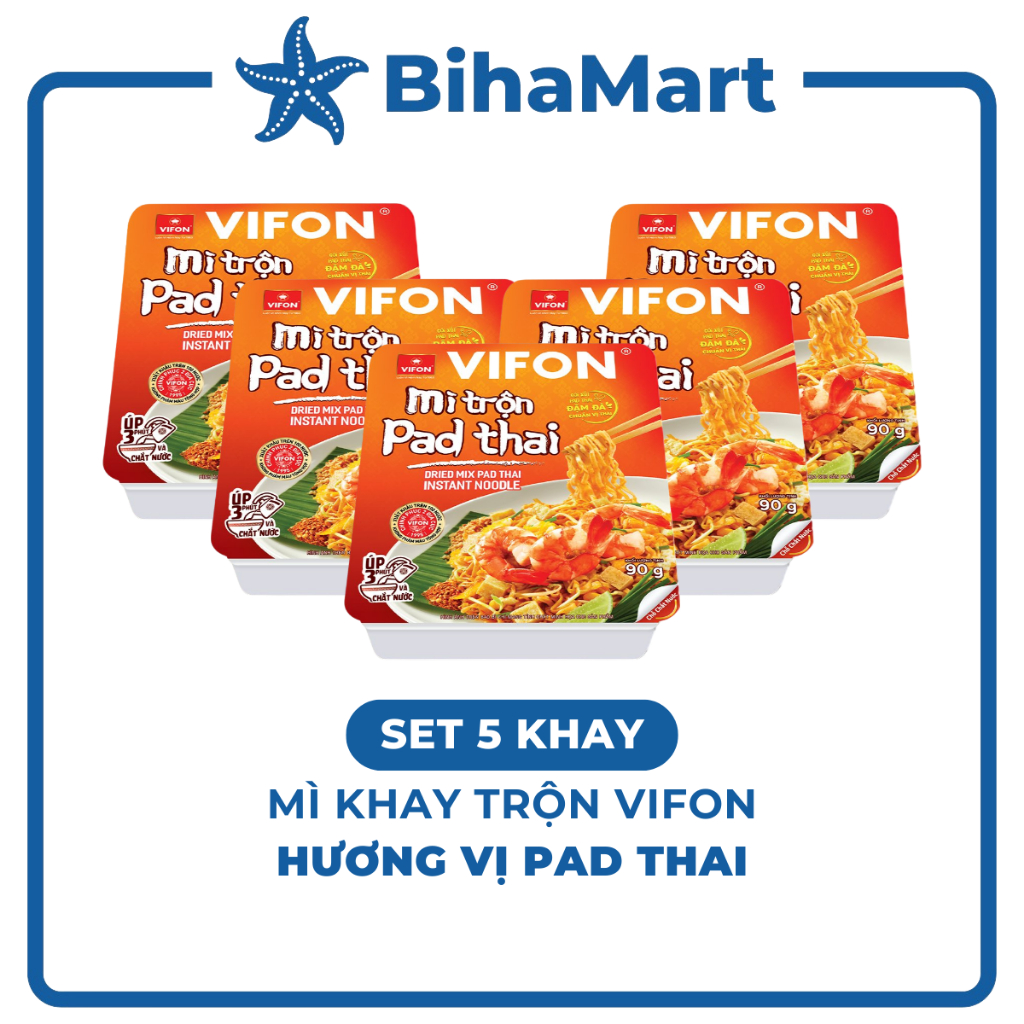 [SET 5 KHAY]-VIFON- Mì khay trộn Vifon hương vị Pad Thái, Vifon Mì trộn Pad Thái Vifon, Mì khay Vifo