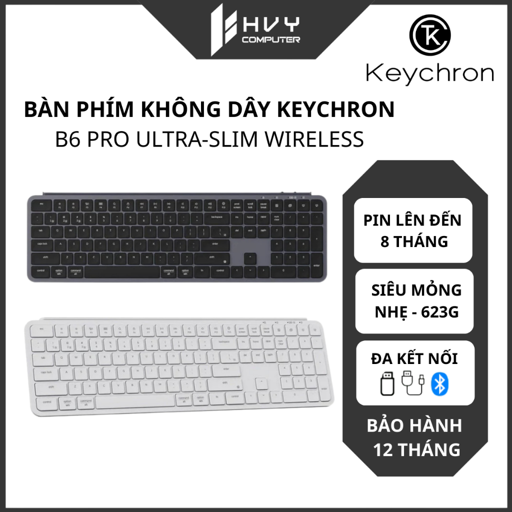 Bàn phím không dây Keychron B6 Pro Ultra-Slim Wireless - Hàng chính hãng