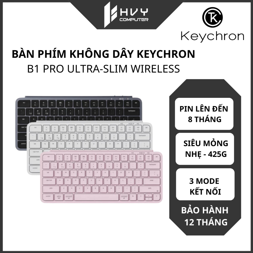 Bàn phím không dây Keychron B1 Pro Ultra-Slim Wireless - Hàng chính hãng