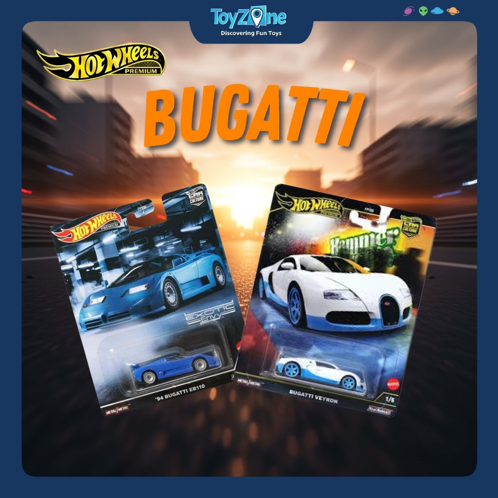 Mô hình xe Bugatti EB110, Veyron chính hãng Hot wheels Premium