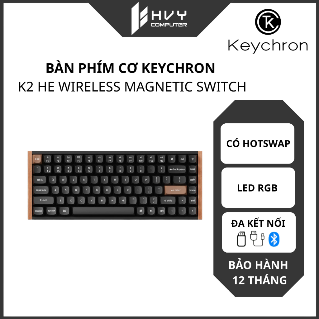 Bàn Phím Cơ Keychron K2 HE Wireless Magnetic Switch - Hàng Chính Hãng