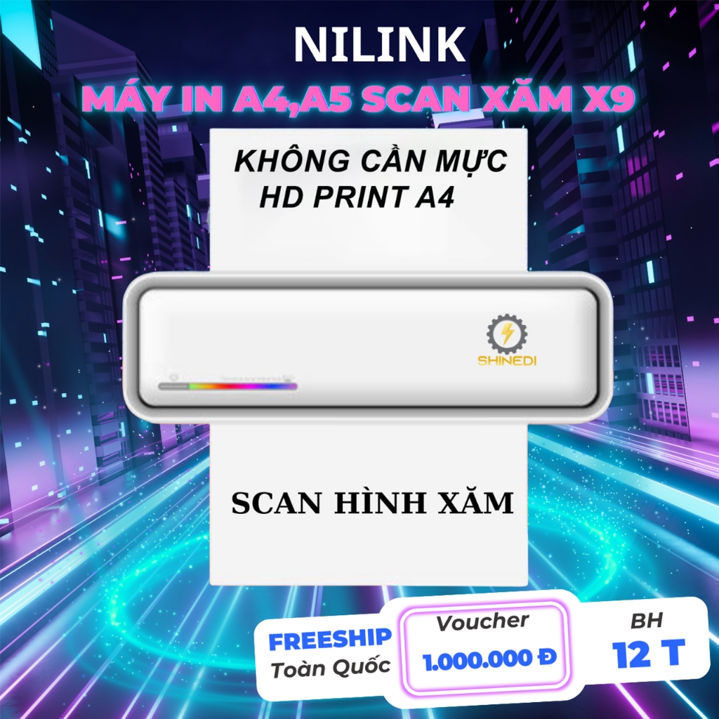 Máy in nhiệt mini bluetooth X9 NILINK scan được hình xăm sạc pin kết nối tất cả thiết bị