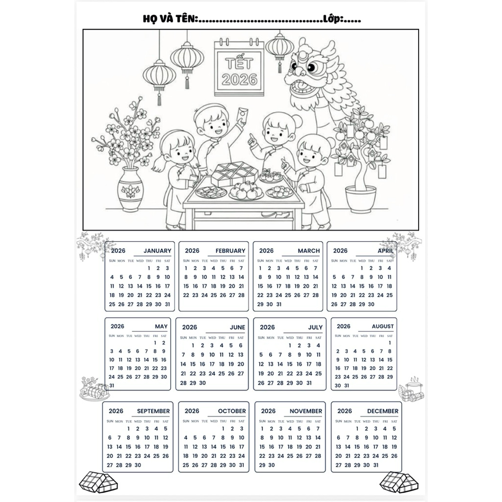 10 TỜ TÔ MÀU LỊCH TẾT 2026