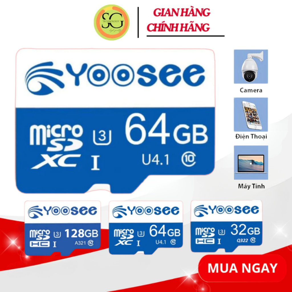 Thẻ nhớ YOOSEE 128GB 64GB 32GB YOOSEE Class 10, Thẻ nhớ Yoosee camera IP wifi, Điện thoại, loa đài -