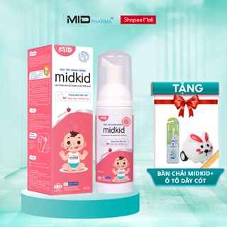 Bọt tập đánh răng Midkid vị Dâu 60ml ngọt thơm cho bé từ 1 tuổi không cay không Fluoride, bọt mịn tan nhanh nuốt an toàn