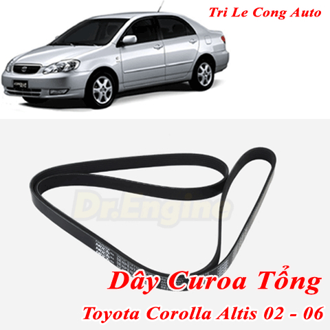 Bộ Dây Curoa Tổng Toyota Altis 2002–2006 | 1.3 2NZ-FE 1.8 1ZZ-FE | Kéo Lốc Lạnh Máy Phát Trợ Lực | A