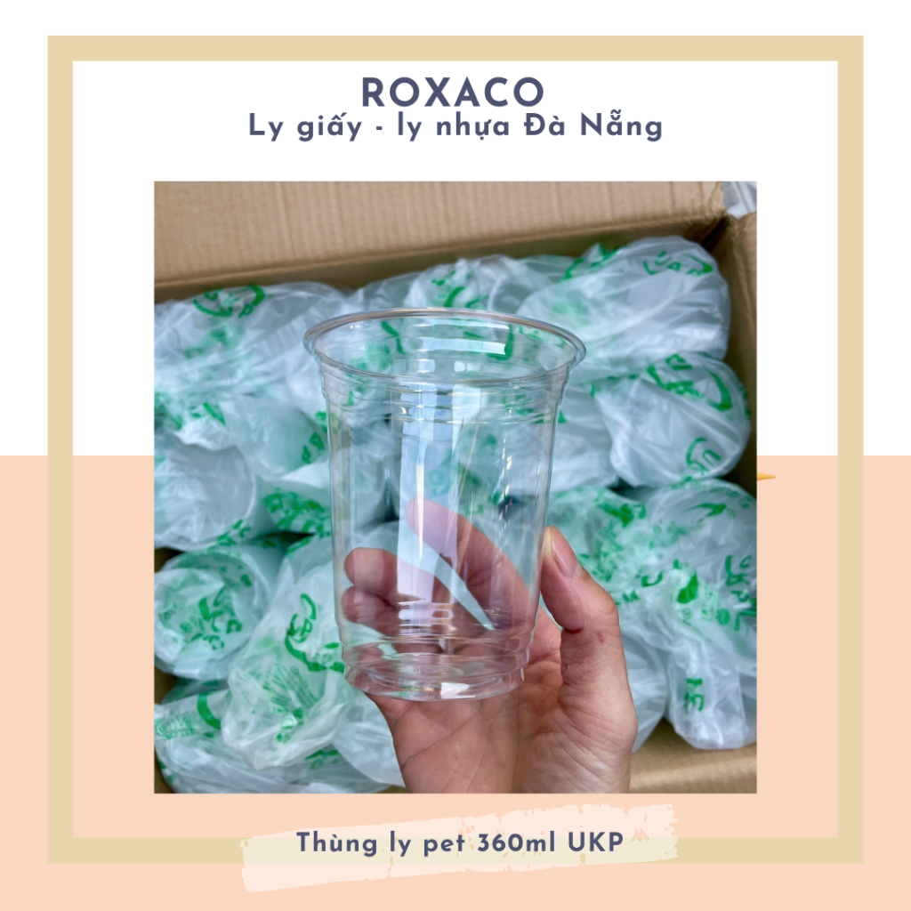 🔥 THÙNG 1000 LY NHỰA PET UKP 12OZ 360ML TRONG SUỐT – KÈM NẮP 🔥