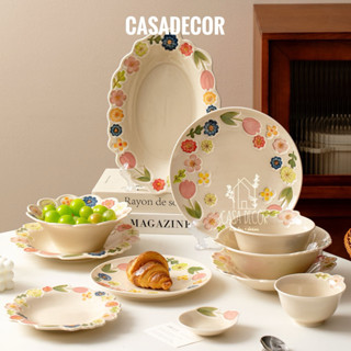 Bộ bát đĩa sứ, set bát đĩa sứ cao cấp, bộ bàn ăn hoạ tiết Hoa Xuân cao cấp, chén bát, tô, đĩa gốm sứ