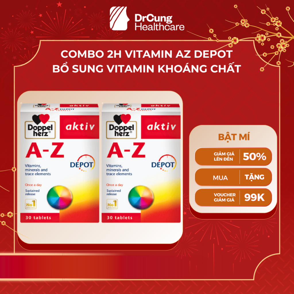 COMBO 2 HỘP Vitamin Tổng Hợp AZ Depot - Bổ Sung Vitamin, Tăng Sức Đề Kháng, Miễn Dịch DrCung Healthc