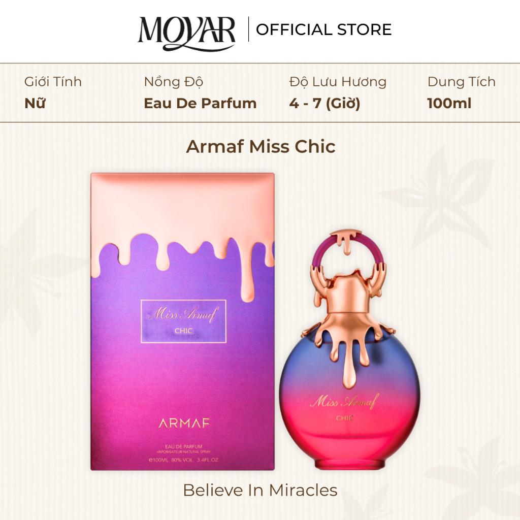 Nước Hoa Fullsize Armaf Miss Chic | Nước Hoa Nữ | Moyar Perfume