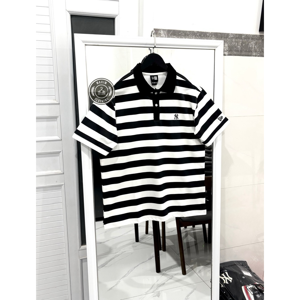 Polo T-Shirts NE Kẻ Ngang Logo Thêu