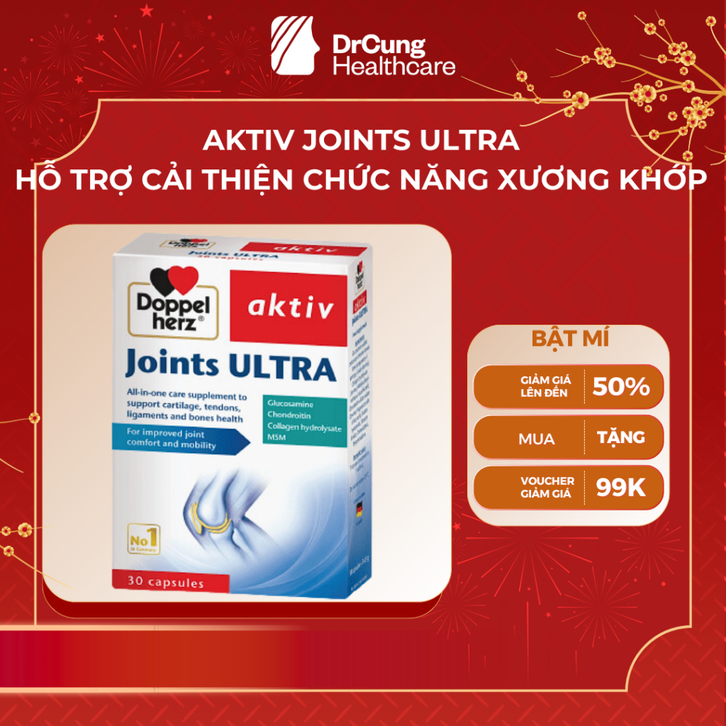 Viên Uống Aktiv Joints Ultra - Bổ Sung Glucosamine Hỗ Trợ Sức Khỏe Của Khớp Và Sụn (30V)