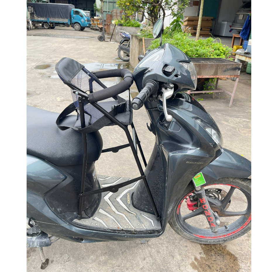 [ KHUNG ĐEN  KÈM DÂY ] Ghế ngồi xe tay ga sắt sơn tĩnh điện đen , an toàn cho bé