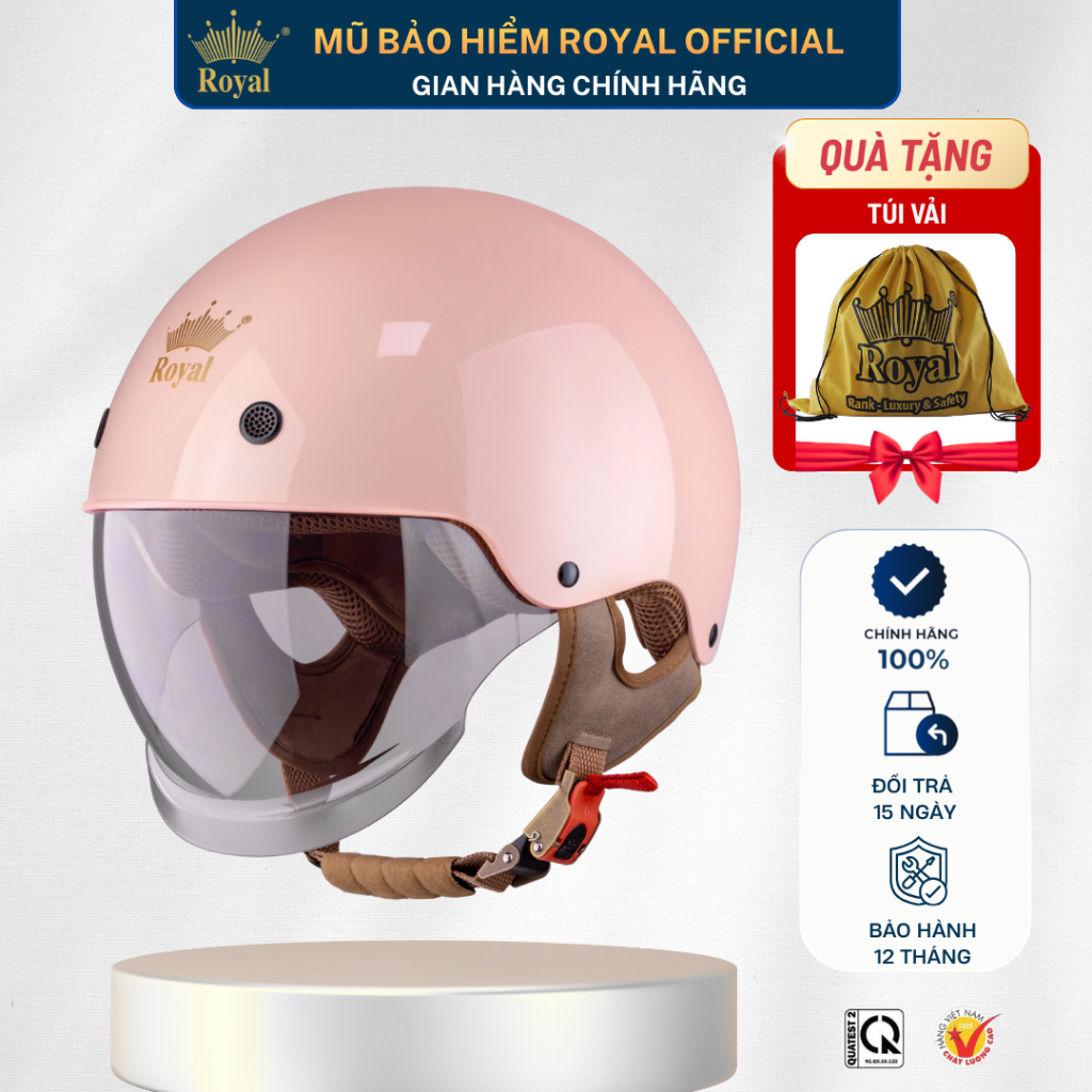 Mũ Bảo Hiểm Royal Chính Hãng M239 Nửa Đầu Kính Âm Chắn Gió, Nón Bảo Hiểm Royal Helmet Chính Hãng Cho Nam Nữ