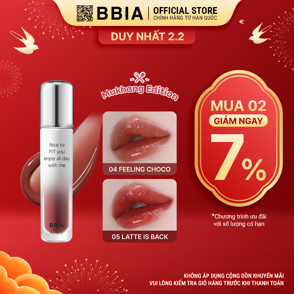 [Mukbang Edition] Son tint bóng lâu trôi, bền màu BBIA Water Fit Tint 4g