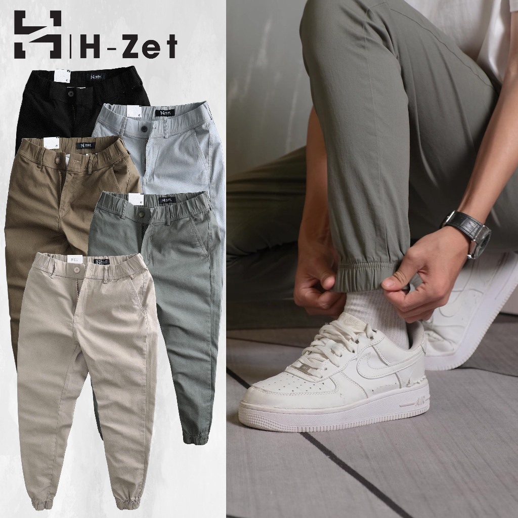 Quần jogger kaki nam H-ZET vải kaki cotton mềm mịn, lưng thun co giãn tiện lợi - JGKK02