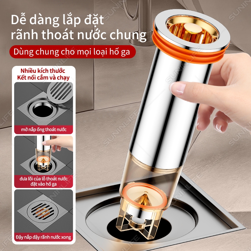 Lõi Thoát Sàn Chống Mùi Hôi Từ Tính Thế Hệ Mới - Ngăn Côn Trùng Trào Ngược Thoát Nước Nhanh Inox 304