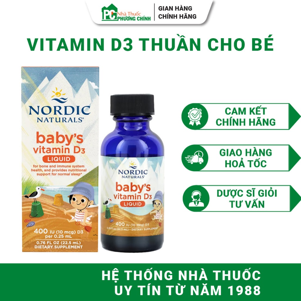 D3 Nordic Naturals Baby's Vitamin D3 Liquid - Bổ Sung D3 Thuần Cho Trẻ Sơ Sinh 22.5ml