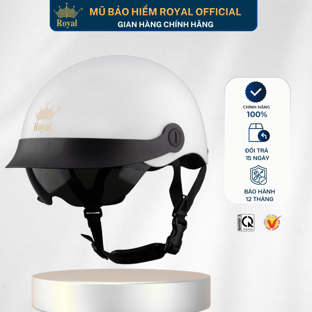 Mũ Bảo Hiểm Royal Nửa Đầu Chính Hãng M579K Kính Che Chắn Tốt, Nón Bảo Hiểm Royal Hợp Nam Nữ Tiện Lợi