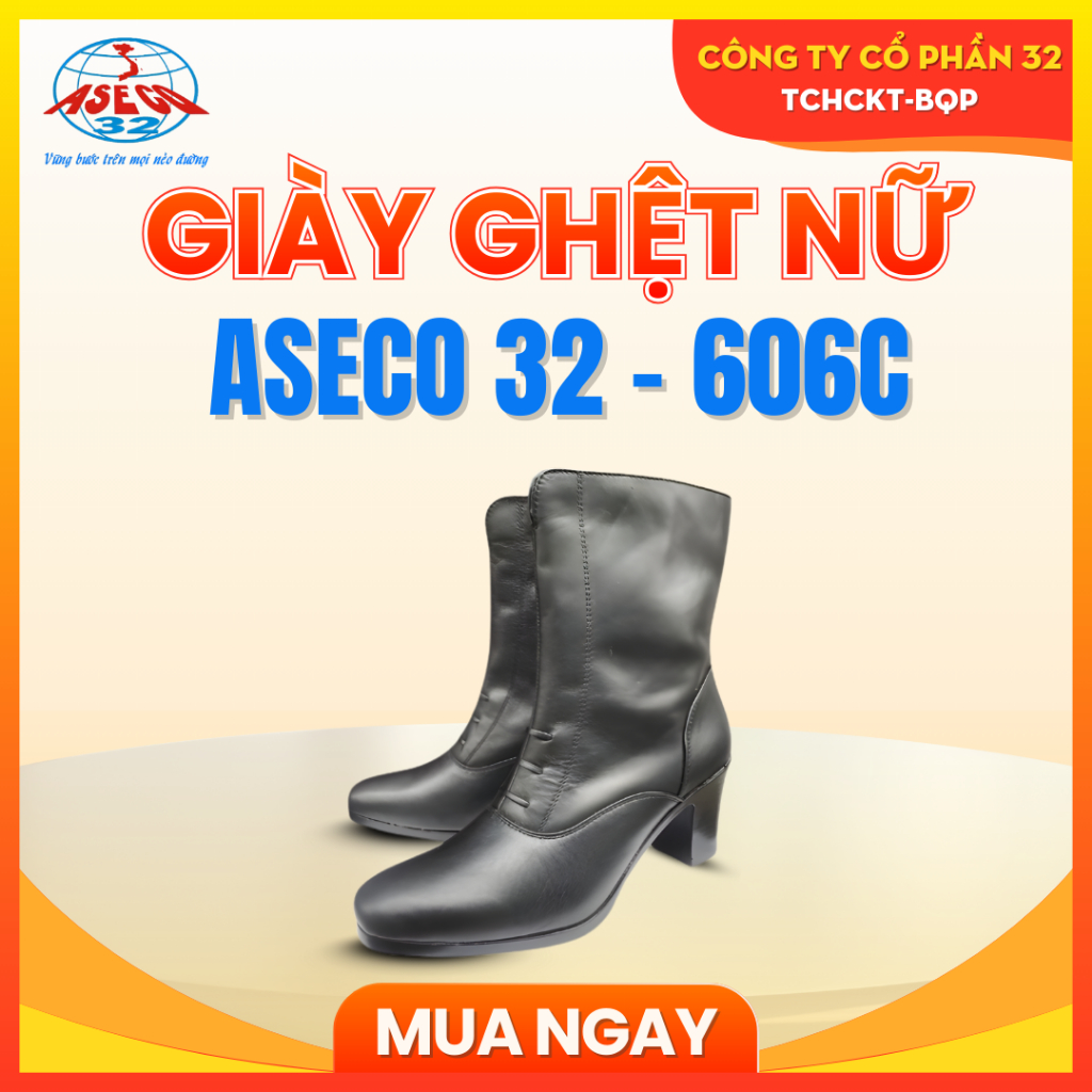 Giày Ghệt Nữ Da Cao Cấp ASECO 606C, Đế Cao 7cm, Da Mềm Mịn, Thiết Kế Giả Buộc Dây Thanh Lịch