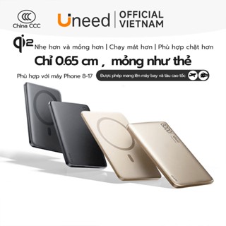 【Bảo hành hai năm】UNEED Pin sạc dự phòng từ tính QI2 20W Sạc nhanh nhiệt độ thấp Thân siêu mỏng 0.65cm 12000/6000mAh