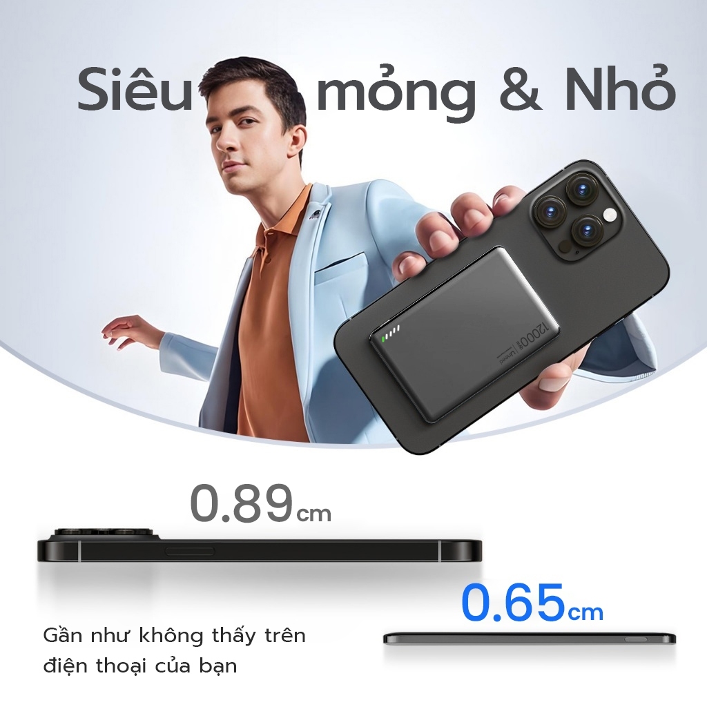 【Bảo hành hai năm】UNEED Pin sạc dự phòng từ tính QI2 20W Sạc nhanh nhiệt độ thấp Thân siêu mỏng 0.65cm 12000/6000mAh | BigBuy360 - bigbuy360.vn