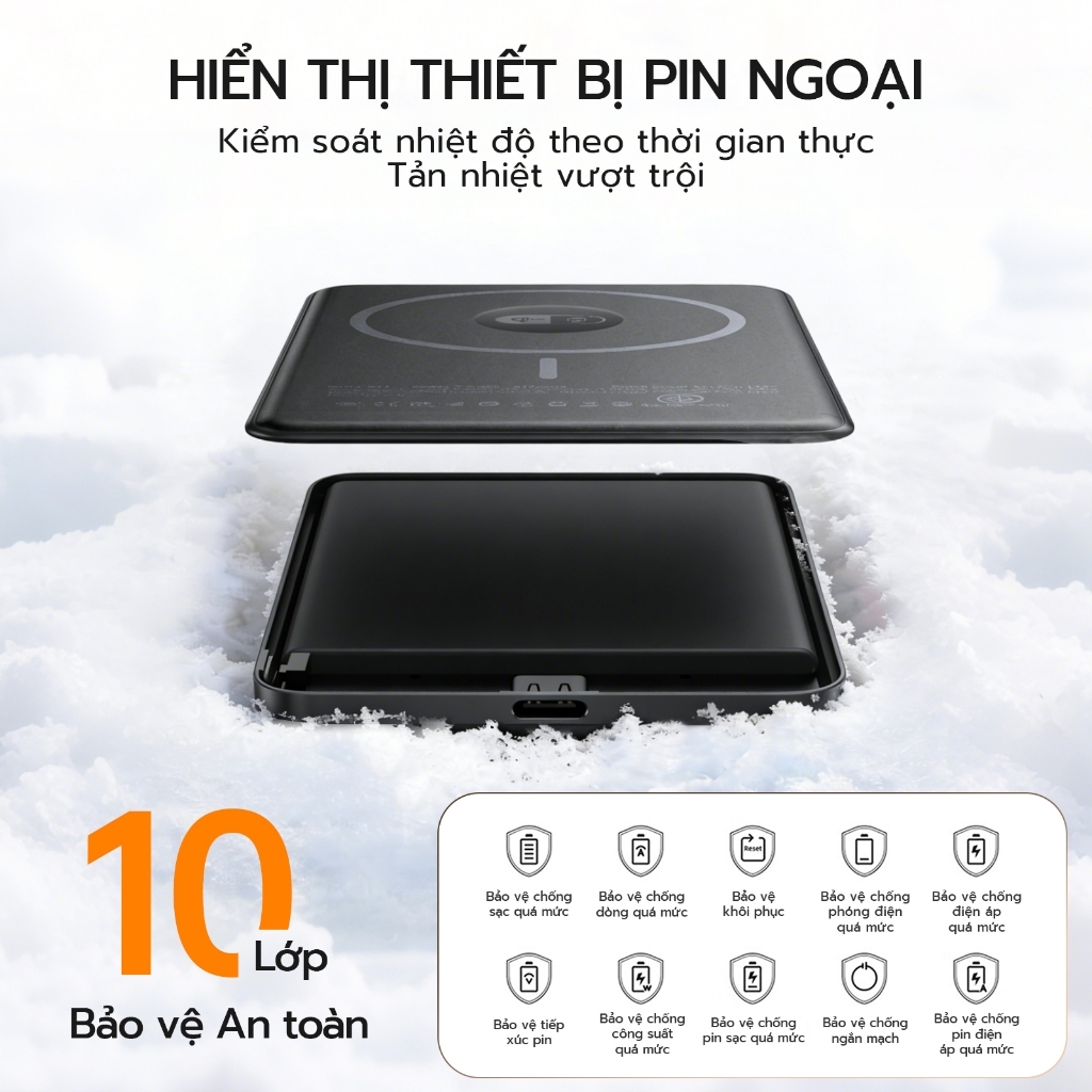 【Bảo hành hai năm】UNEED Pin sạc dự phòng từ tính QI2 20W Sạc nhanh nhiệt độ thấp Thân siêu mỏng 0.65cm 12000/6000mAh | BigBuy360 - bigbuy360.vn