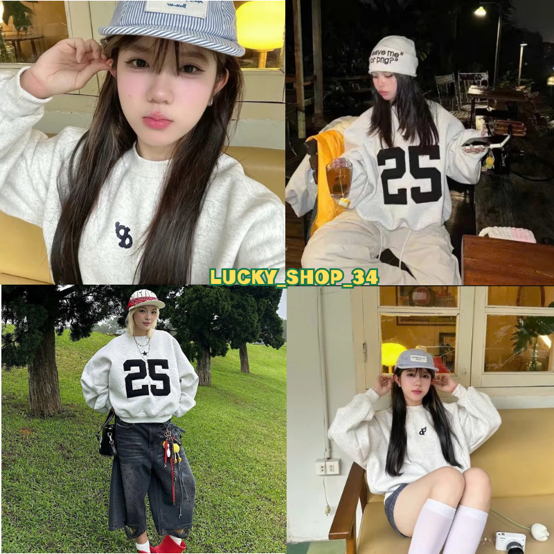 Áo Sweater 25&BY LABSION Form rộngBoxy Top nam nữ Unisex Áo Nỉ Sweater Phong Cách Hàn Quốc Hot Trend