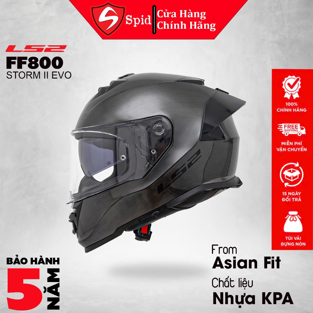 [Hàng Chính Hãng] Mũ Bảo Hiểm Fullface LS2 FF800 Storm II EVO 2 Kính, Đuôi Gió Asian Fit Tặng Pinloc